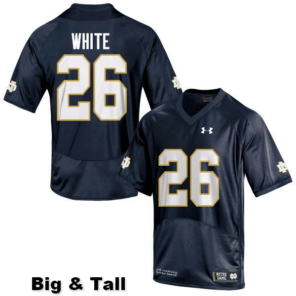 Men's NCAA Notre Dame Fighting Irish #26 Ashton White Stitched College Under Armour Authentic Navy Blue Big & Tall Football Jersey EZ10X82QS